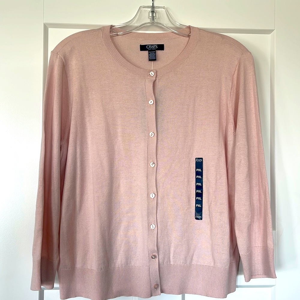 Chaps Petite XL Pink Sweater with 3/4 length sleeves